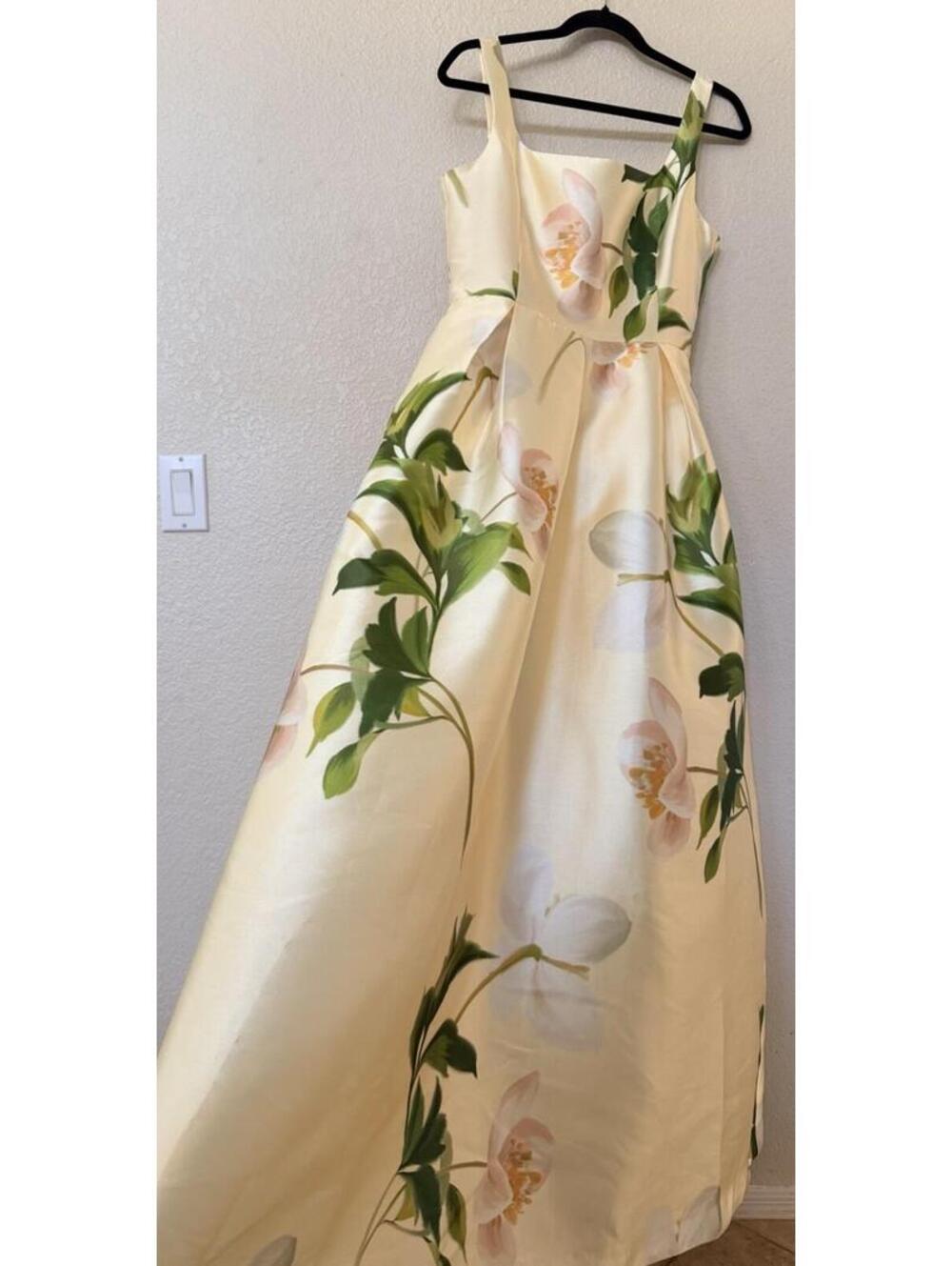 New Julia Jordan Floral Mikado Fit & Flare Gown In Yellow Multi Size 8 $248 - Picture 8 of 14